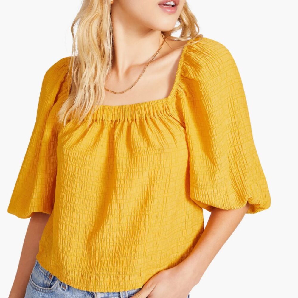 BB Dakota Peregrine Puff Sleeve Top - Yellow - Small